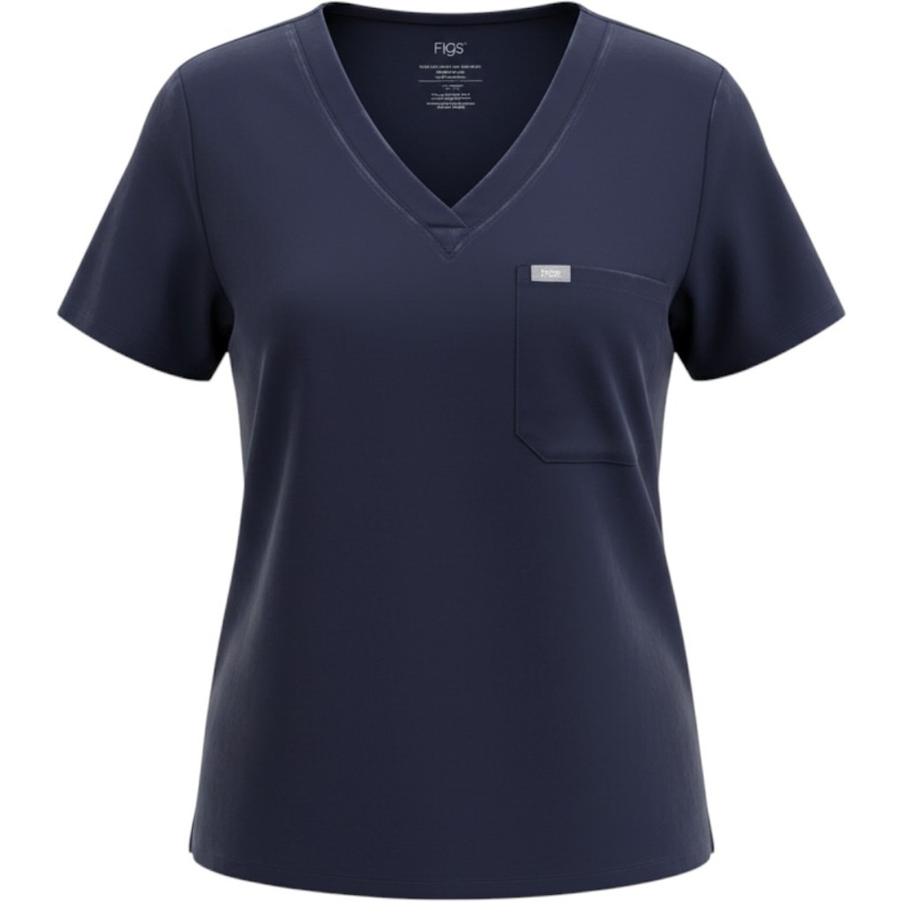 Figs Technical Collection Navy Blue V-Neck Scrub Top Small FW1000 Short Sleeve